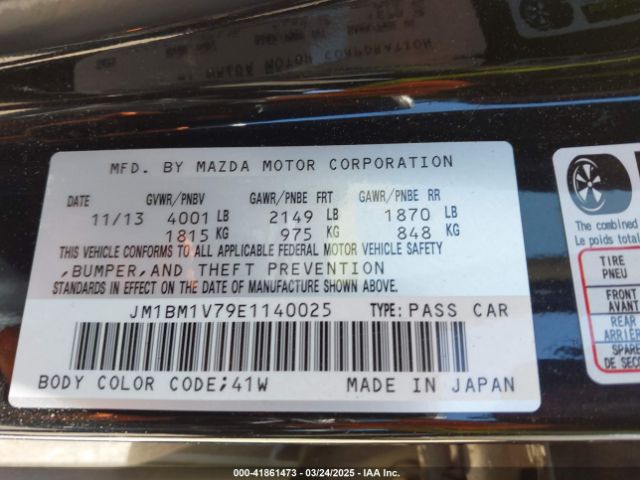 JM1BM1V79E1140025 Mazda Mazda3 I Touring
