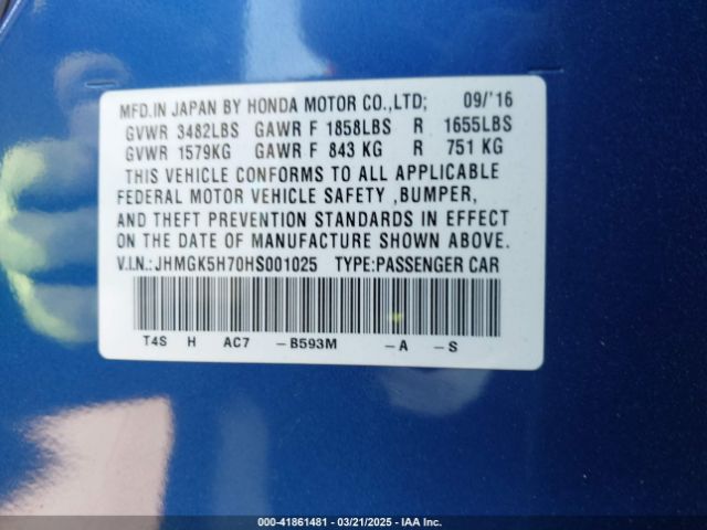 JHMGK5H70HS001025 Honda FIT EX