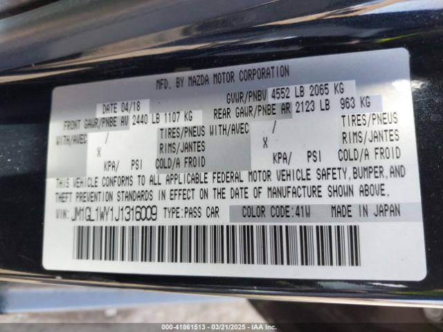 2018 MAZDA MAZDA6 JM1GL1WY1J1316009 Photo 8