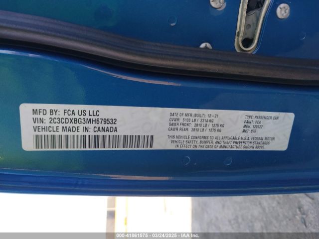 2C3CDXBG3MH679532 Dodge Charger Sxt Rwd