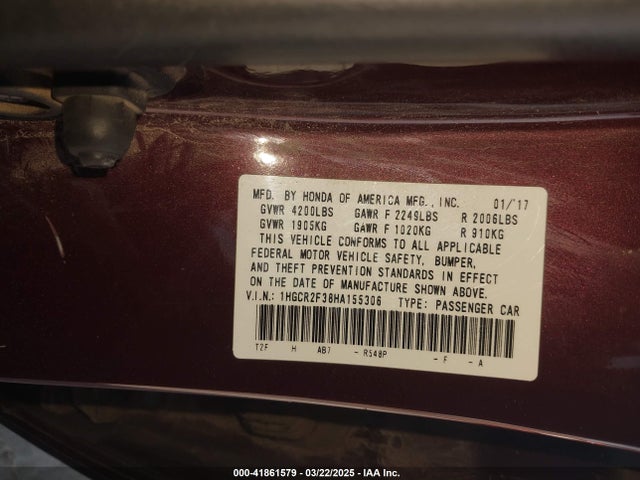 1HGCR2F38HA155306 Honda ACCORD LX