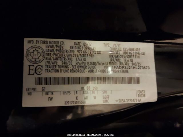 1FADP3J21HL273673 Ford Focus Titanium