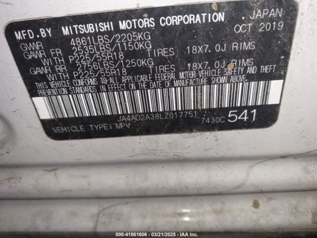 JA4AD2A38LZ017751 Mitsubishi Outlander Es 2.4