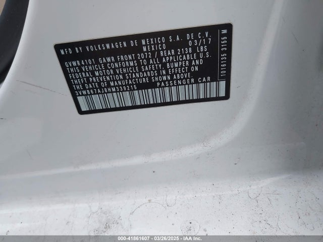 3VWB67AJ8HM339215 Volkswagen Jetta 1.4t Se