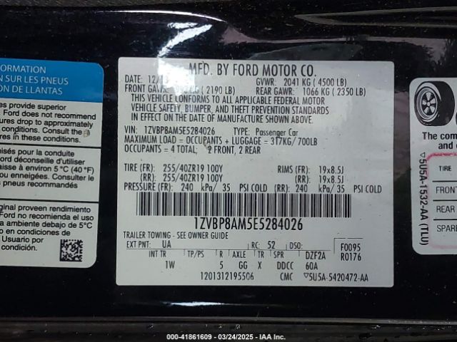 1ZVBP8AM5E5284026 Ford Mustang V6