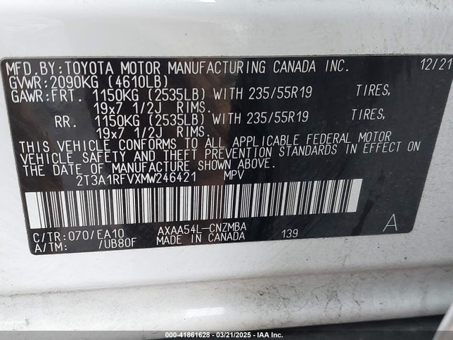 Toyota Rav4 Xle Premium 2021 2T3A1RFVXMW246421 Image 9