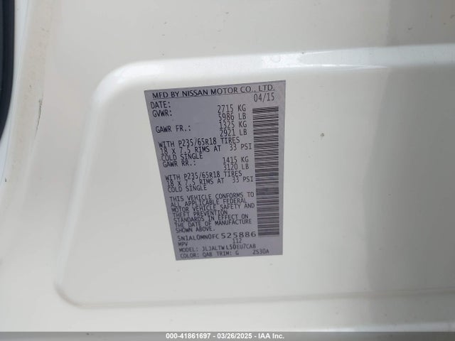 Infiniti QX60 2015 5N1AL0MN0FC525886 Image 9