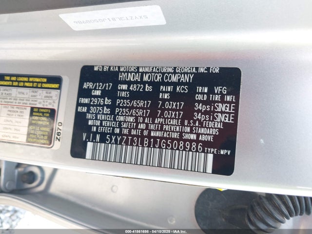 5XYZT3LB1JG508986 Hyundai Santa Fe Sport 2.4l