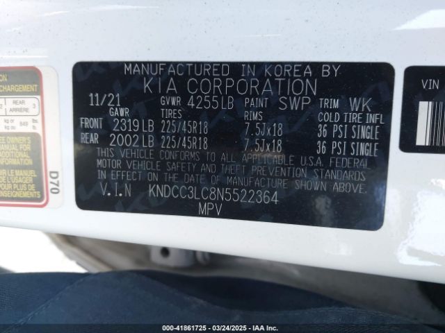 KNDCC3LC8N5522364 KIA Niro Touring Se