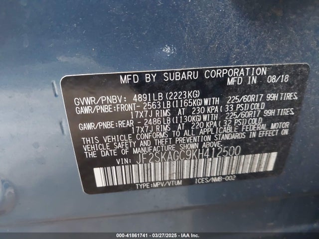 Subaru Forester Premium 2019 JF2SKAGC9KH412500 Image 9