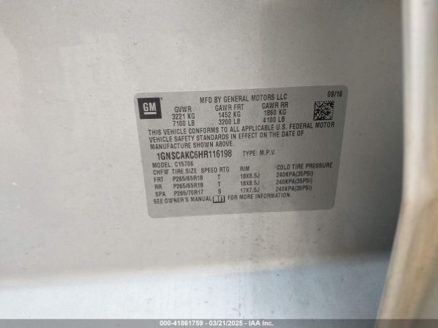 1GNSCAKC6HR116198 Chevrolet Tahoe Ls