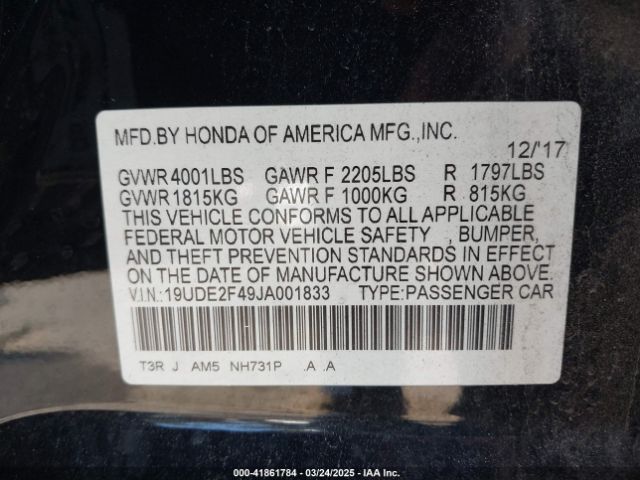 2018 ACURA ILX 19UDE2F49JA001833 Photo 8