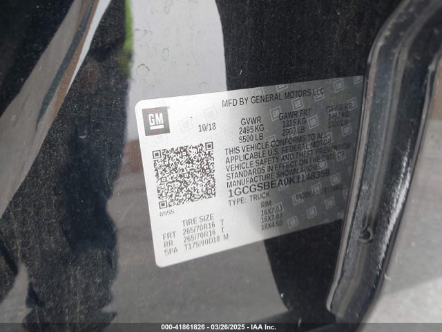 1GCGSBEA0K1148359 Chevrolet Colorado Wt