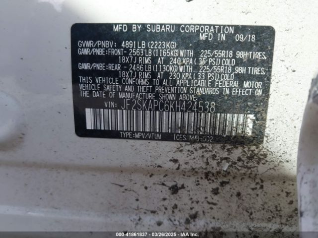 JF2SKAPC6KH424538 Subaru Forester Sport