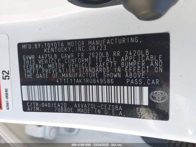 4T1T11AK1RU849586 Toyota CAMRY SE