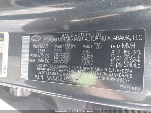 5NMJA3DE8RH306191 Hyundai TUCSON SE