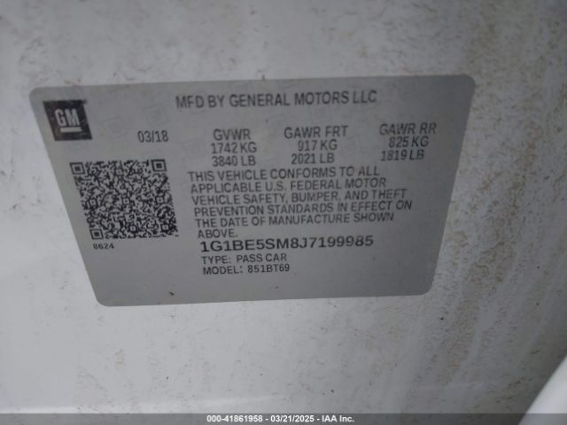 1G1BE5SM8J7199985 Chevrolet Cruze Lt Auto