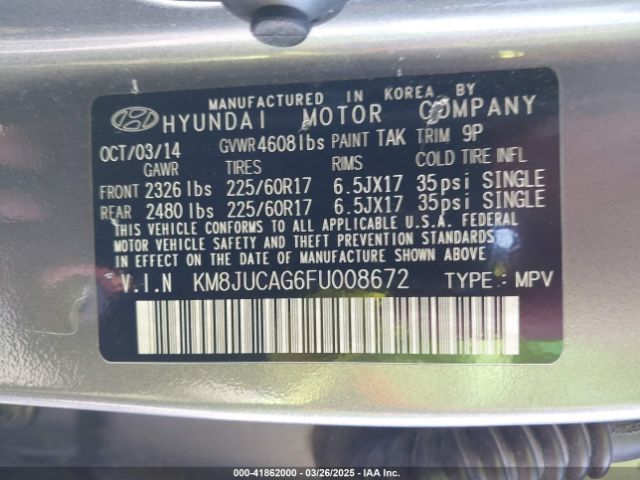 KM8JUCAG6FU008672 Hyundai TUCSON SE