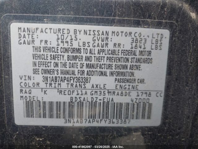 3N1AB7AP4FY363387 Nissan SENTRA SV
