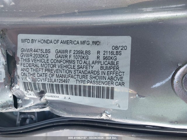1HGCV1F33LA125497 Honda Accord Sport