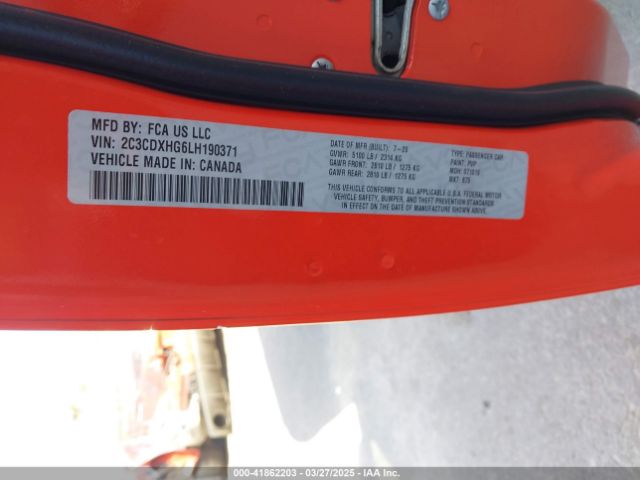 2C3CDXHG6LH190371 Dodge Charger Gt Rwd