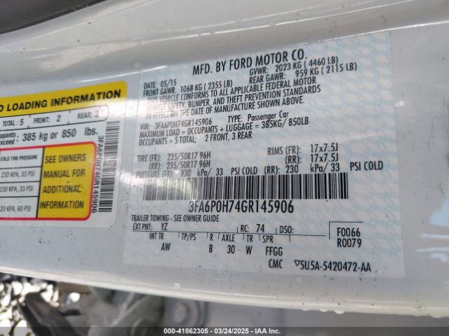 3FA6P0H74GR145906 Ford FUSION SE