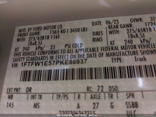 1FTFW1E57PKE86937 Ford F-150 Xlt