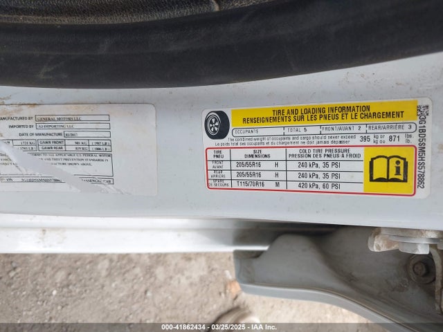 3G1BD5SM5HS578862 Chevrolet Cruze Lt Manual
