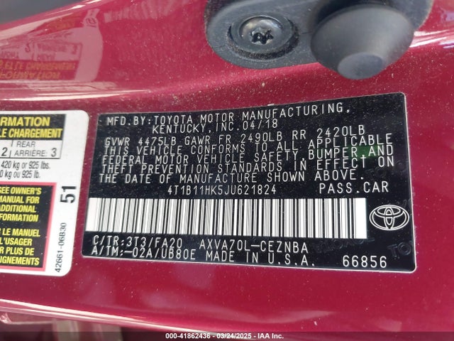 4T1B11HK5JU621824 Toyota a25a-fks