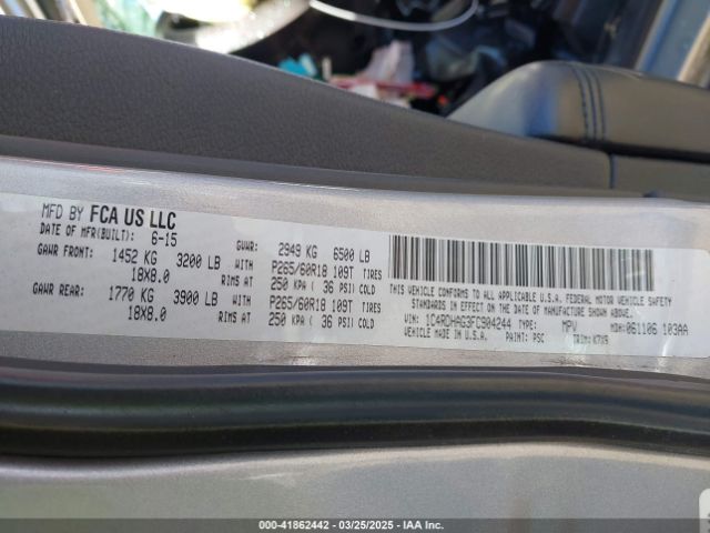 1C4RDHAG3FC904244 Dodge Durango Sxt
