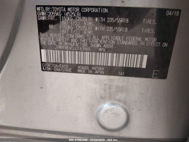 JTMYFREV0JJ183969 Toyota Rav4 Limited
