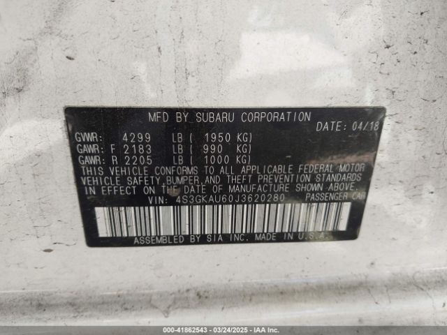 4S3GKAU60J3620280 Subaru Impreza 2.0i Limited