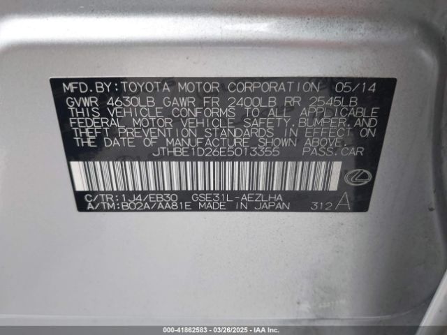 JTHBE1D26E5013355 Lexus IS 350