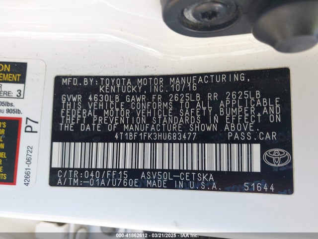 4T1BF1FK3HU683477 Toyota CAMRY SE