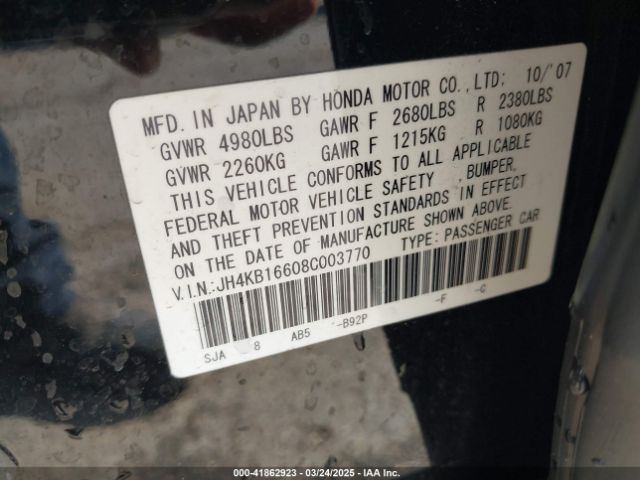 2008 ACURA RL JH4KB16608C003770 Photo 8