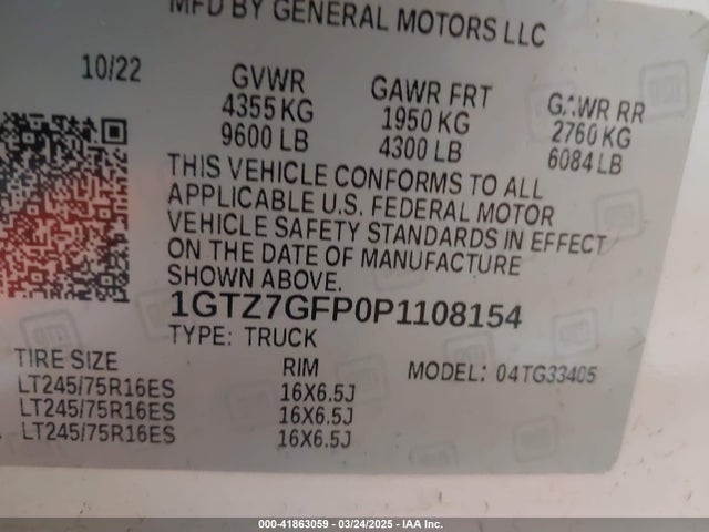 1GTZ7GFP0P1108154 GMC Savana Cargo Rwd 3500 Regular Wheelbase Work Van