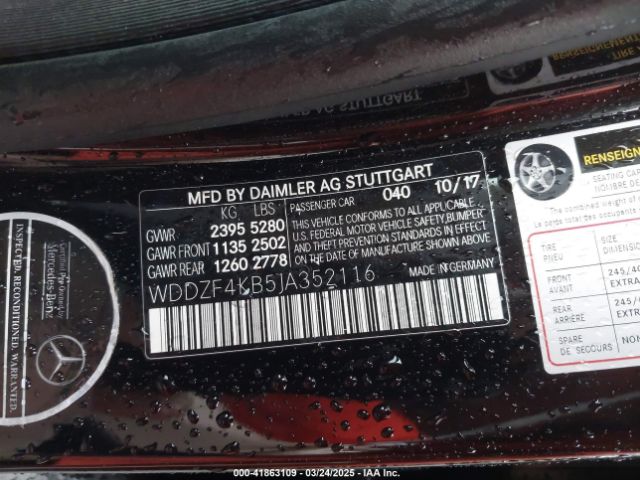 WDDZF4KB5JA352116 Mercedes-Benz E 300 4matic