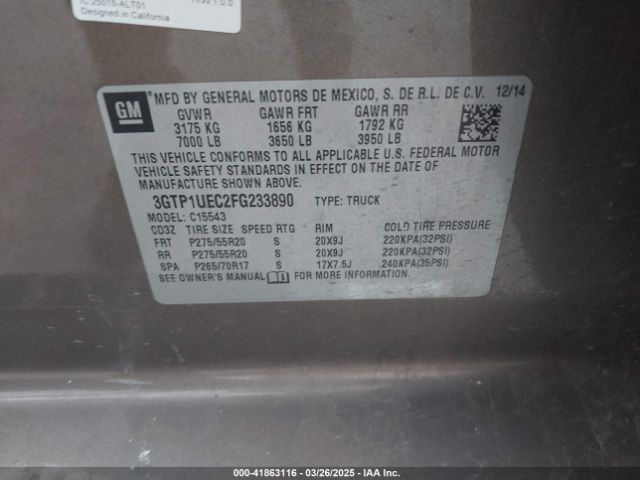 3GTP1UEC2FG233890 GMC Sierra 1500 Sle