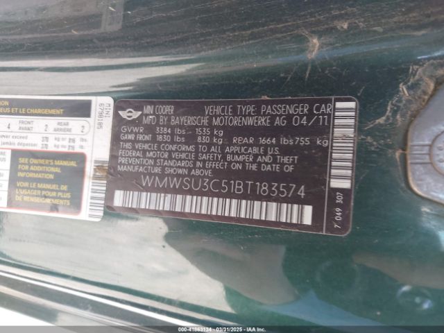 2011 MINI COOPER WMWSU3C51BT183574 Photo 8