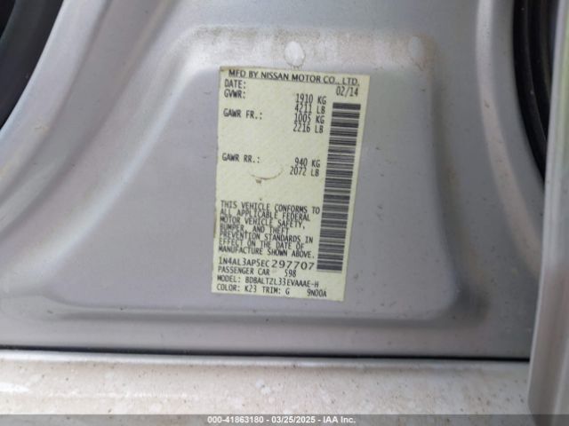 1N4AL3AP5EC297707 Nissan Altima 2.5 Sv