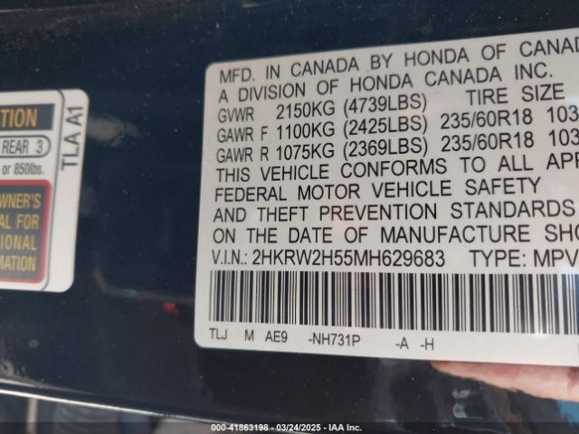 2HKRW2H55MH629683 Honda Cr-v Awd Ex