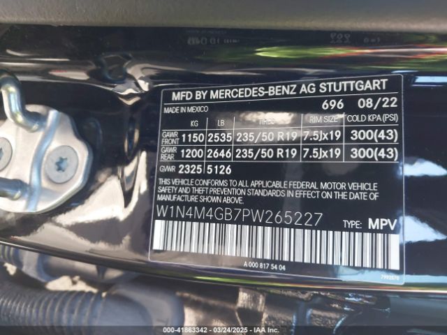 W1N4M4GB7PW265227 Mercedes-Benz GLB 250