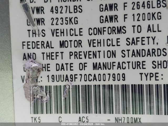 2012 ACURA TL 19UUA9F70CA007909 Photo 8