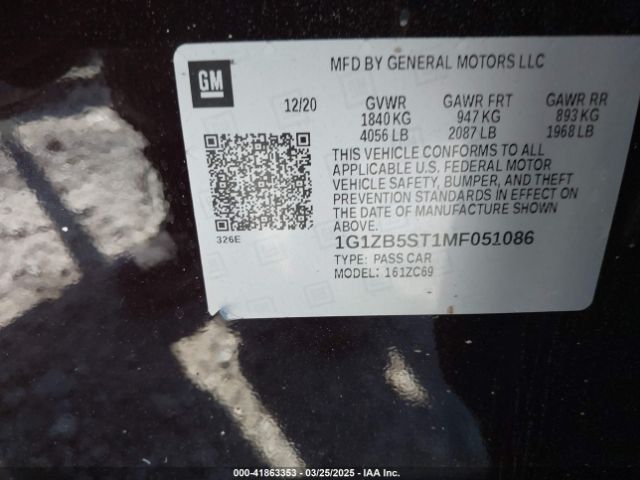 2021 CHEVROLET MALIBU 1G1ZB5ST1MF051086 Photo 8