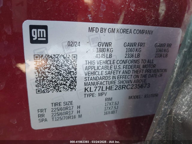KL77LHE28RC235673 Chevrolet Trax Fwd Lt