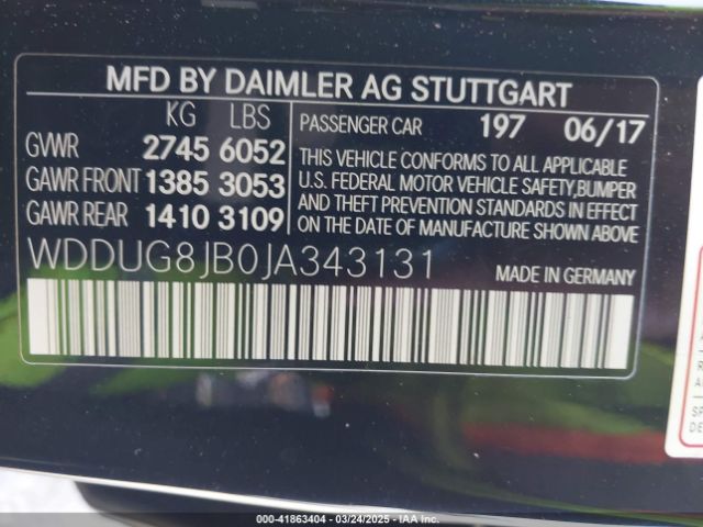 WDDUG8JB0JA343131 Mercedes-Benz Amg S 63 4matic