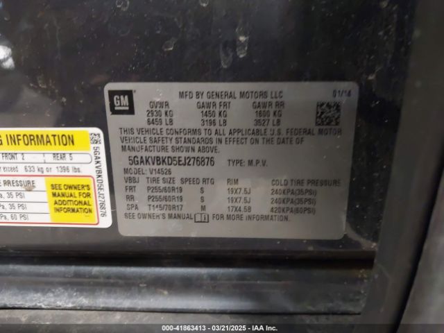 5GAKVBKD5EJ276876 Buick Enclave Leather