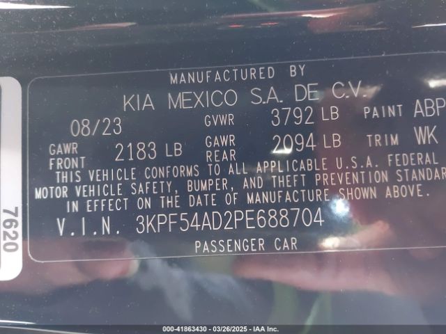 3KPF54AD2PE688704 KIA Forte Gt-line