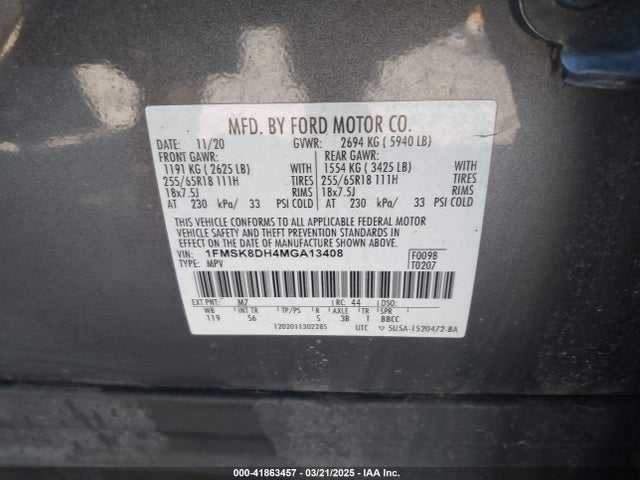 1FMSK8DH4MGA13408 Ford EXPLORER XLT