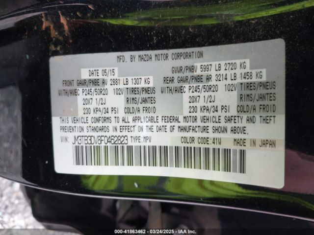 JM3TB3DV8F0462823 Mazda Cx-9 Grand Touring